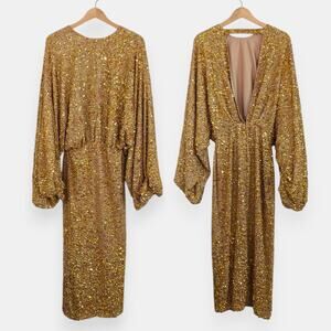 ASOS Glam ✨Gold Sequin Midi Dress